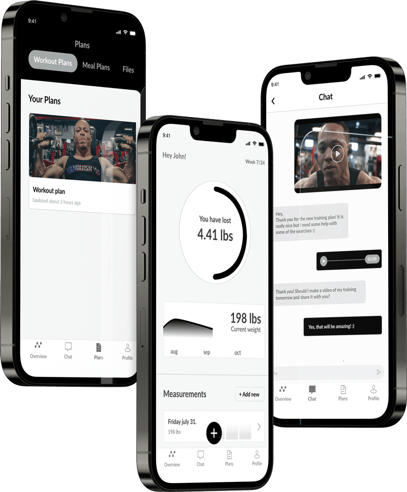 A mockup of the coaching app showcasing the features.